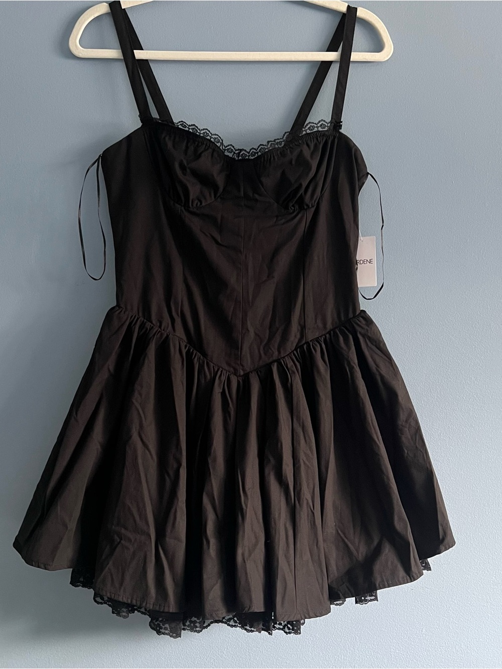 ARDENE Black Lace-Trim Mini Dress